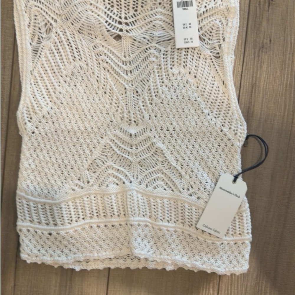 Abercrombie & Fitch Cream Crochet Knit Tank